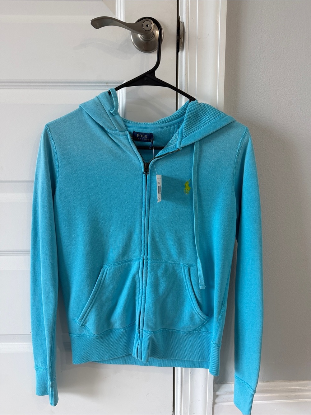 Polo by Ralph Lauren Turquoise Zip Hoodie with Embroidered Pony brand new